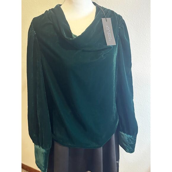 Rachel Zoe Velvet Emerald Green Top Medium NWT - Picture 2 of 5